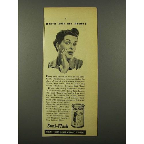 1942 Sani-Flush Cleaner Ad - Who'll Tell the Bride?