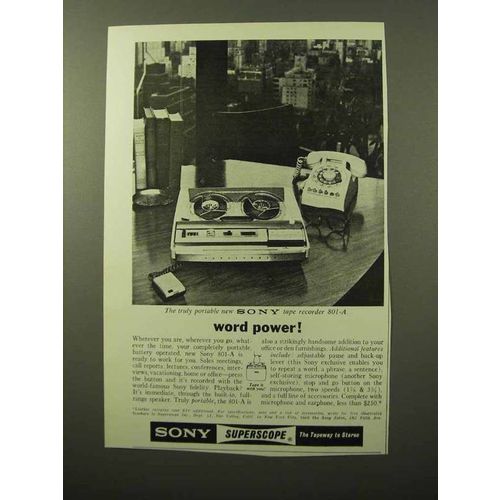 1964 Sony 801-A Tape Recorder Ad - Word Power!