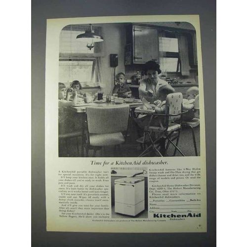 1966 KitchenAid Portable Dishwasher Ad - Time For