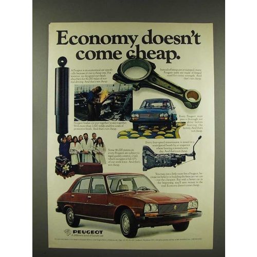 1976 Peugeot Car Ad - Economy Doesn't Come Cheap