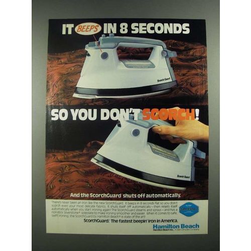 1988 Hamilton Beach ScorchGuard Iron Ad - It Beeps in 8 Seconds