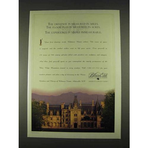 1996 Biltmore Estate North Carolina Ad - Immeasurable