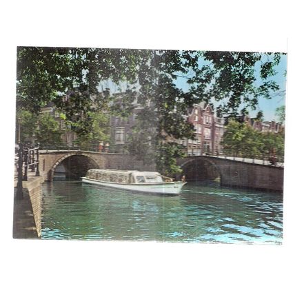 TOURIST BOAT, AMSTERDAM, HOLLAND unused vintage postcard =