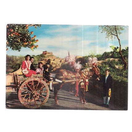 SICILIAN CART, SICILY, ITALY.. used vintage postcard 1976 POSTMARK =
