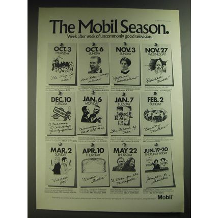 1974 Mobil Oil Ad - The Mobil Season. Week after week of good television