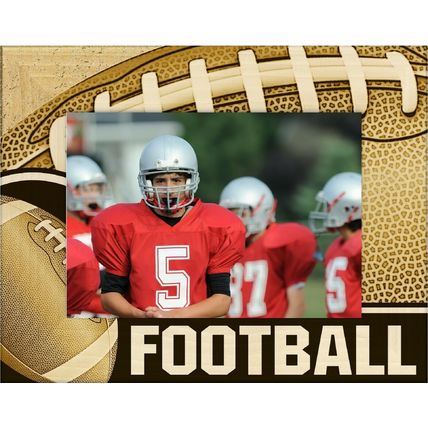 Football Laser Engraved Wood Picture Frame Landscape (4 x 6)