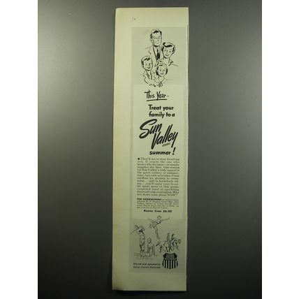 1951 Union Pacific Railroad Ad - This year treat your family to Sun Valley Idaho