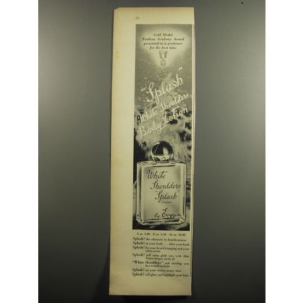 1951 Evyan White Shoulders Splash Body Lotion Advertisement