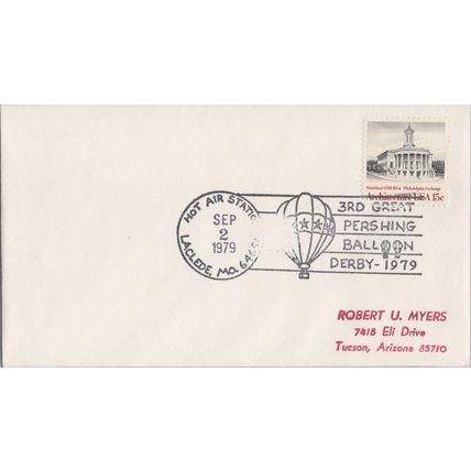 ZAYIX United States Event Cover - Great Pershing Balloon Derby 1979 Laclede, MO