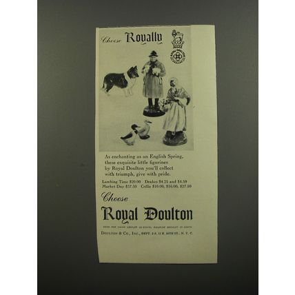 1953 Royal Doulton Figurines Ad - Lambing Time; Drakes; Market Day and Collie