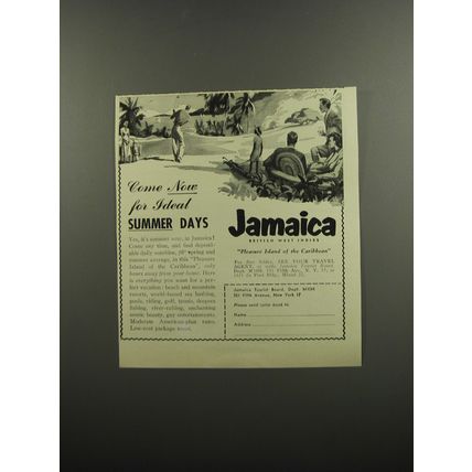 1953 Jamaica Tourist Board Ad - Come now for ideal summer days