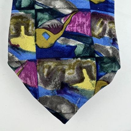 Jerry Garcia Necktie Neck Tie 100% Silk Abstract Blues Greens Box Design