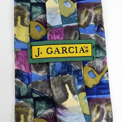 Jerry Garcia Necktie Neck Tie 100% Silk Abstract Blues Greens Box Design