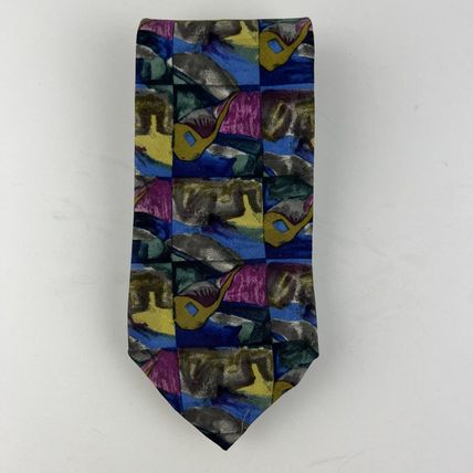 Jerry Garcia Necktie Neck Tie 100% Silk Abstract Blues Greens Box Design