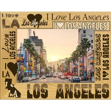 I Love Los Angeles Laser Engraved Wood Picture Frame Landscape (3 x 5)