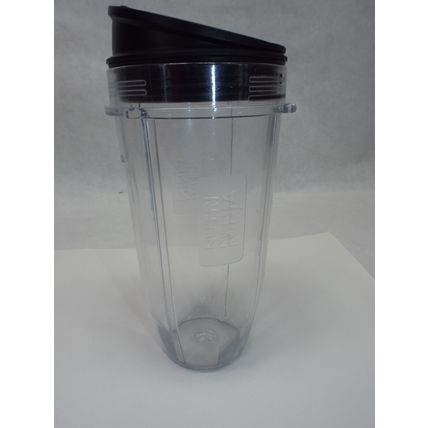 2 Ninja 24oz Replacement Cup w/ Black Travel Lid for Nutri Ninja Blender