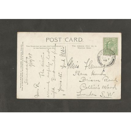 Genealogy Postcard Miss Fleming Slane House Briscoe Road Colliers Wood London