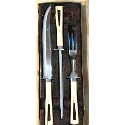 Vintage Stanley Bakelite 4 Pc Cutlery Carving Serving Knife Set Orig Box Damage