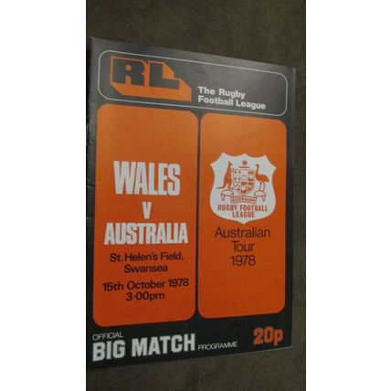 1978 Rugby League programme - Australia Tour - V Wales