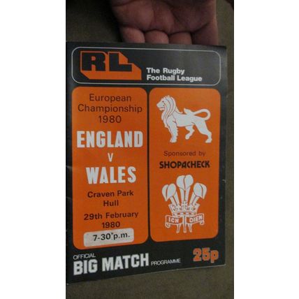 1980 Rugby League International programme - England v Wales