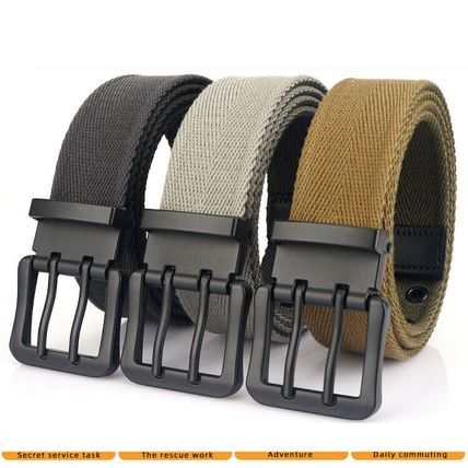 canvas men's belt, waist youth casual denim pants double needle buckle belt
