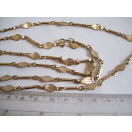 signed Sarah Coventry Necklace Bar & Flat Link Opera Length 40" Vintage Chain