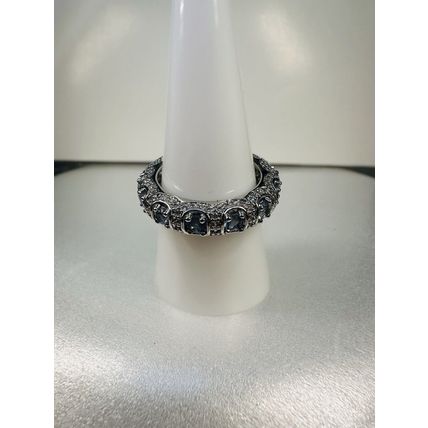 Ring Bomb Party Sz8 RBP Full Wrap Radiant Blue Gems Rhodium P Band Jewelry