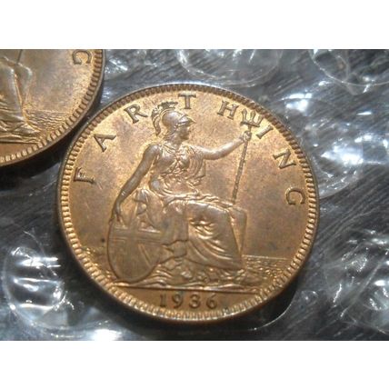 2 x 1936 George V farthing.
