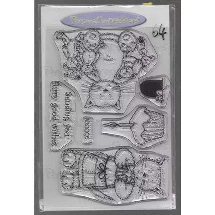 Personal Impressions. Everyday Cat Furry Wishes Stamp Set. Stamping Cardmaking