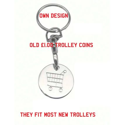 Trolley Coin Keyring Reusable One Pound Shopping Token Shape £1.00 coin