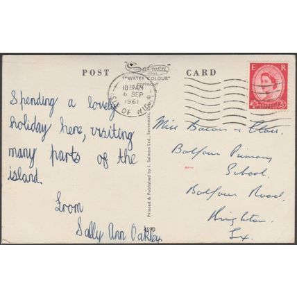 Map - Isle of Wight, All England in Miniature, 1961 - Salmon Postcard