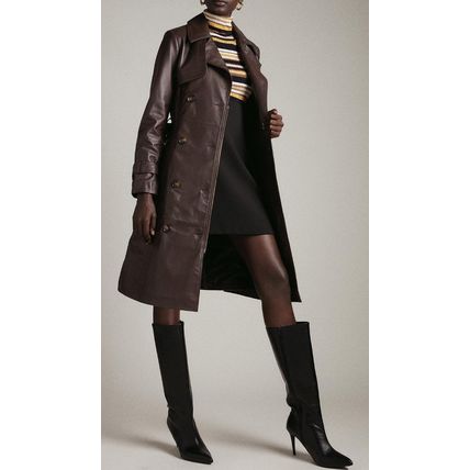 KAREN MILLEN Lamb Nappa Leather Zip Detail Trench Coat BNWT (RARE & COLLECTABLE)