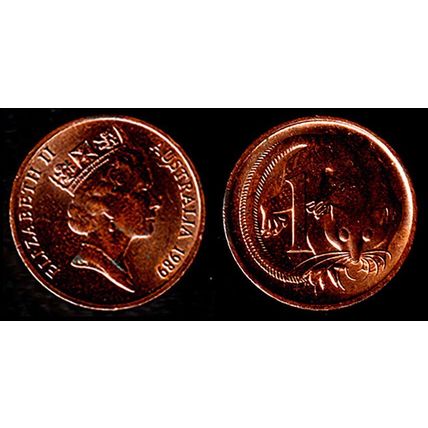 Australia One Cent 1989 Used Coin Possum Queen Elizabeth II 1c QE II cm