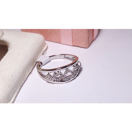 Estate .15ctw Natural Diamond 5 Hearts open bar 10Kt W/Gold Band style Ring22537