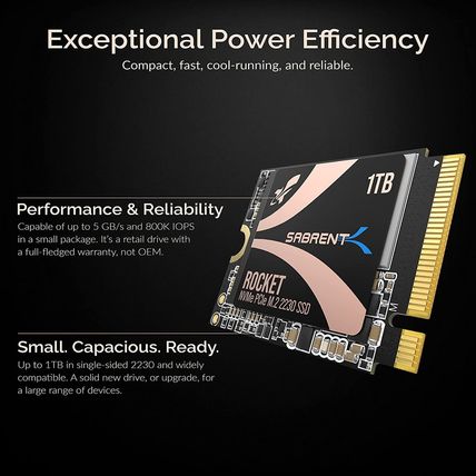 SABRENT Rocket 2230 Nvme 4.0 1TB High Performance Pcie 4.0 M.2 2230 SSD [SB-2130