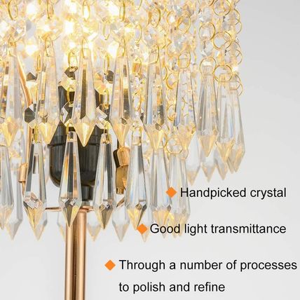 Crystal Table Lamps Set of 2, Gold Lamps for Nightstand with 2 USB Charging Port