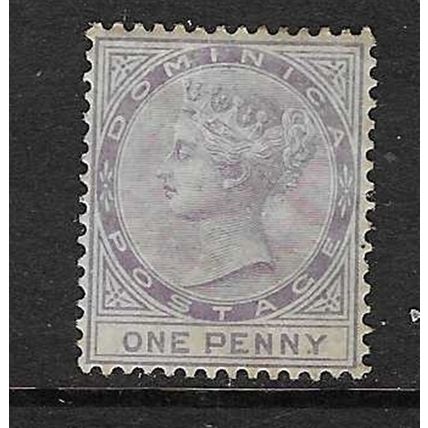 DOMINICA 1883-6 QV WMK CROWN CA 1d LILAC MINT HINGED SG14