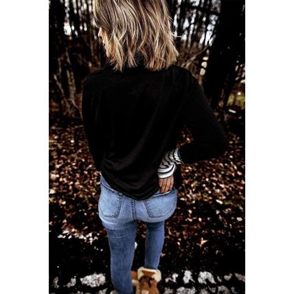 Striped Splicing High Neck Sweatshirt