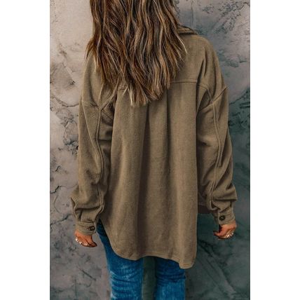 Turn Down Collar Buttoned Shirt Jacket