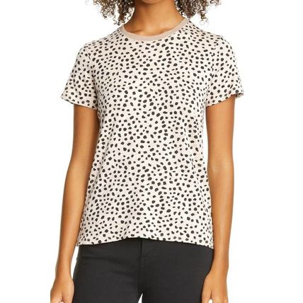 Apricot Cheetah Print O-neck Short Sleeve T Shirt