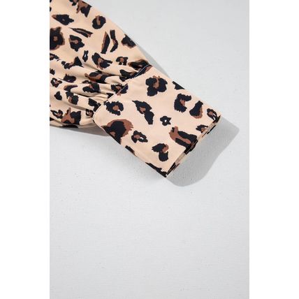 Leopard Flora Print Plus Size Shirt