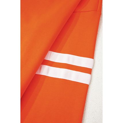Orange Varsity Striped Detail Drop Shoulder Oversized Sweatshirt