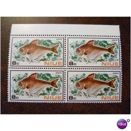 Niue 1973 Fish Silver sweeper Kokio mint block 4 stamps