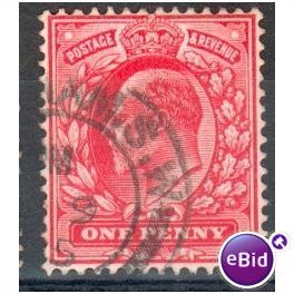 GB stamps 1902-10 KEV11 - 1d SG219 London 91