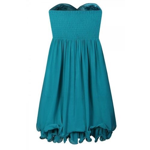 Little Mistress Embellished Bandeau Dress 14 Teal/Silver
