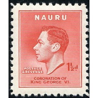 Nauru KGVI 1937 Coronation 1½d Scarlet Unmounted Mint NM SG44 Sc35 royalty stamp