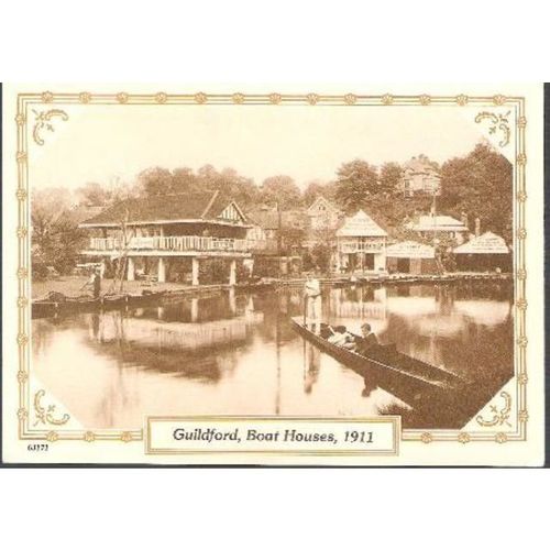 Guildford, Surrey - Boat Houses 1911 - Frith archive postcard c.1990s