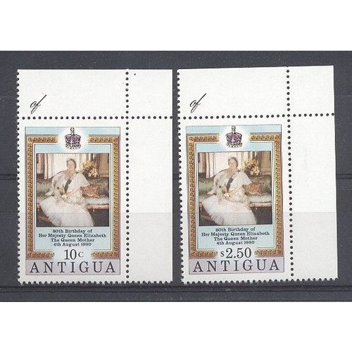 Antigua.80th Birthday Queen Elizabeth Queen Mother set of 2.Unmounted Mint.Jn16a