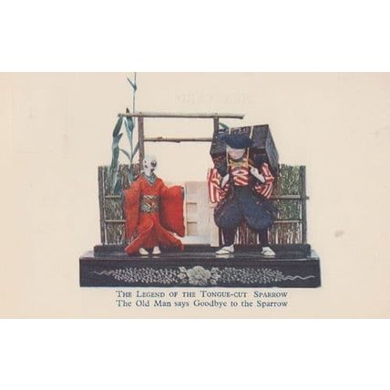 Chinese Asian Story Legend Of The Tongue Cut Sparrow Vintage 1930s Mint Postcard