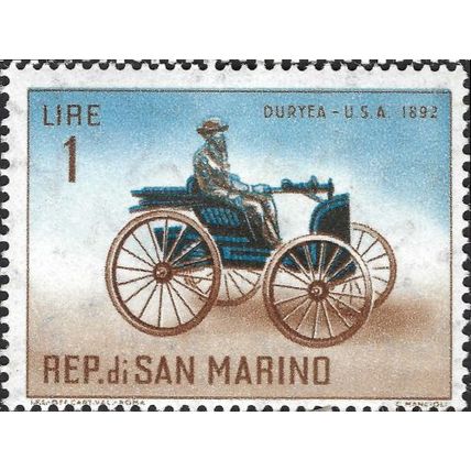 SAN MARINO, ROAD, Duryea U.S.A.1892, brown & blue 1962, L1